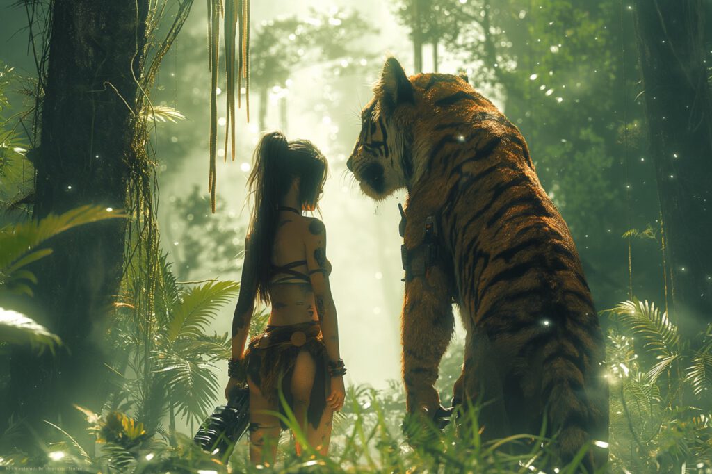 girl with tiger jungle hungai 4