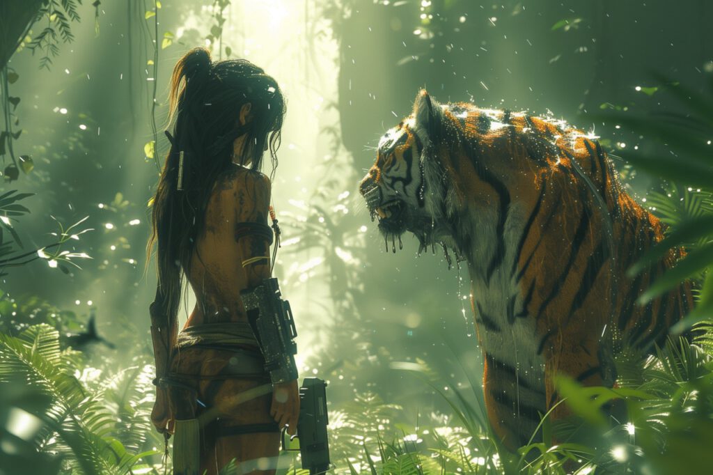 girl with tiger jungle hungai 6